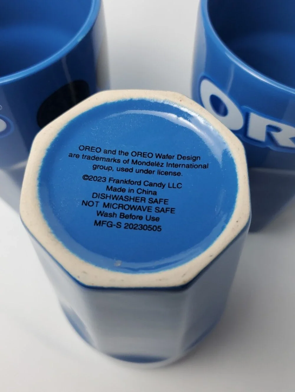 OREO Cookie Blue Ceramic Tumbler Cups By Frankford Candy 5.25 Tall